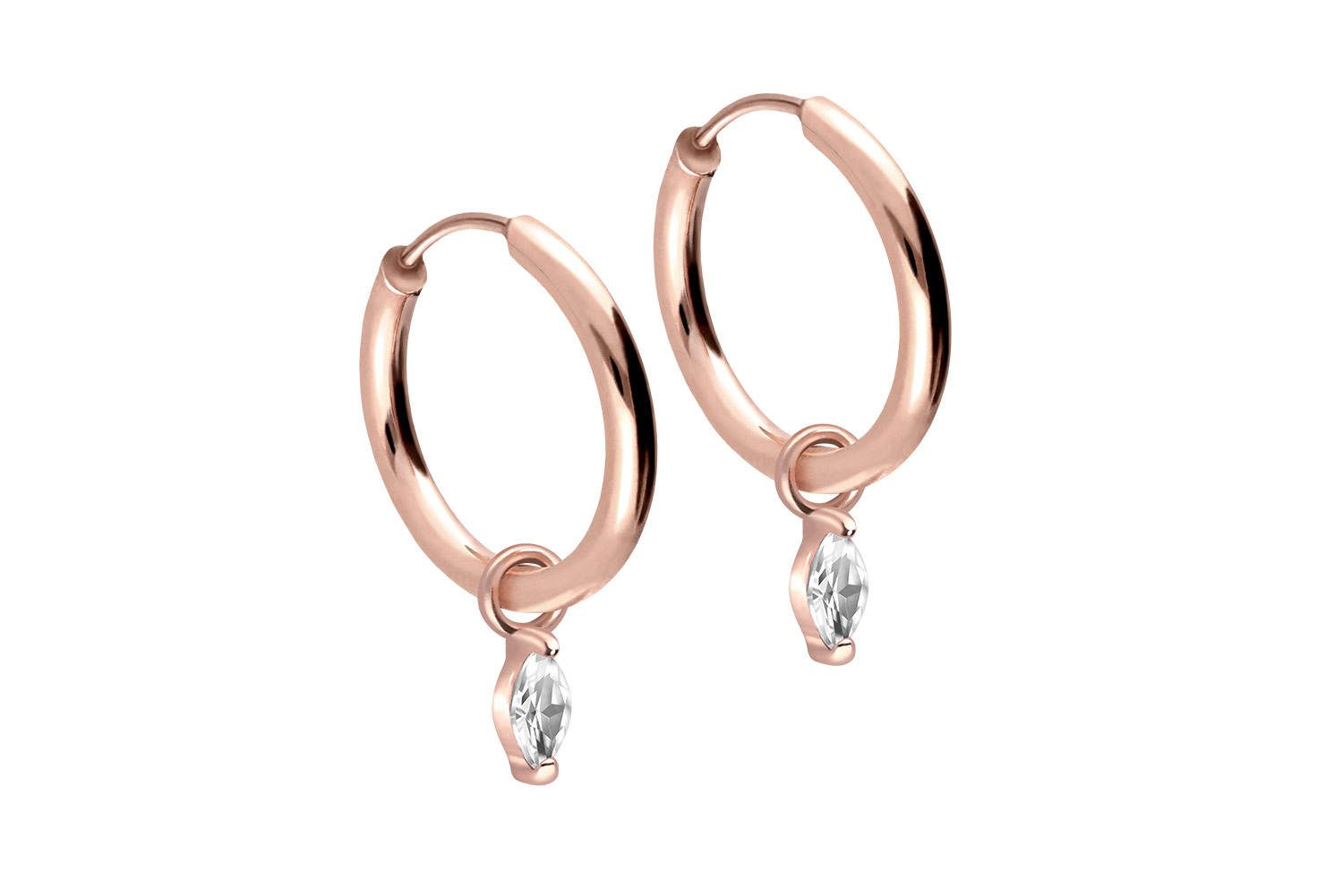 Chirurgenstahl Ohrclicker Creolen EINGEFASSTER OVALER KRISTALL von Piercingline